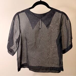 Souleiado Tomorrowland Black Silk Sheer Top for Layering Collar S 36